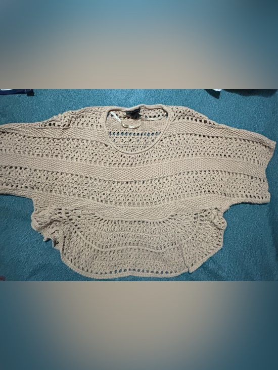 Grace Elements Sweaters - Grace Elements Taupe Open-Knit Crewneck Sweater 100% Cotton Size XL